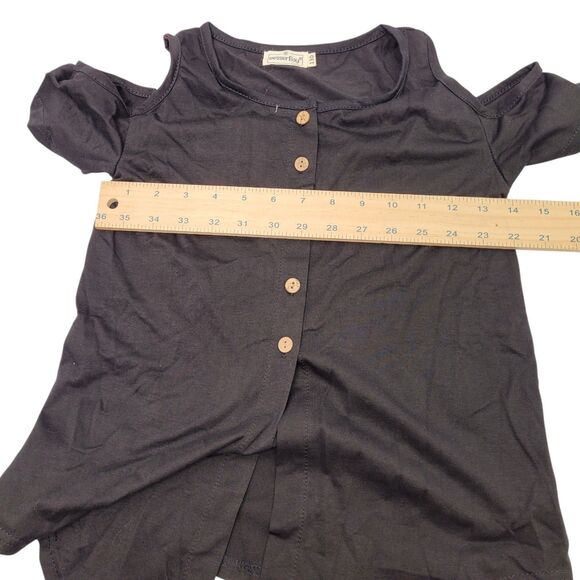 BesserBay Girls Button-Up Cold Shoulder & Tie Black Shirt Size 7-8 Years Old - Picture 7 of 8